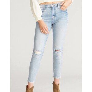 DRIFTWOOD Gizelle Daisy Floral Embroidered Ripped Distressed Jeans Size W28 L27